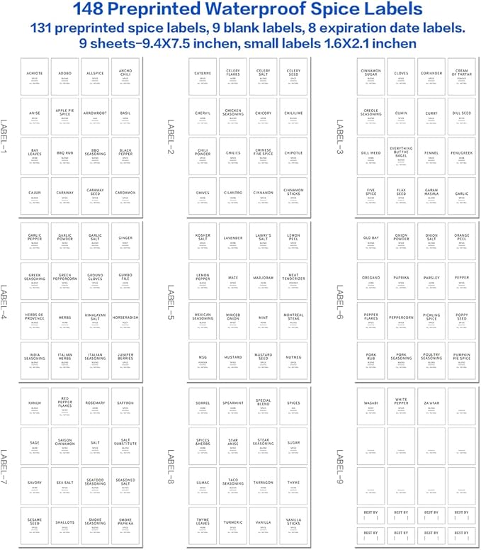12 Pcs Glass Spice Jars With Bamboo Airtight Lids, 10oz Thicken(2.4mm) Spice Containers With 148 Minimalist Preprinted Waterproof Spice Labels, Kitchen Empty Small Storage Jars For Seasoning, Herb