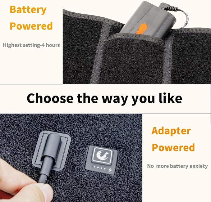 Heated Waist Belt - Cordless Heating Pad for Back Pain Relief Lower Back Electrical Heating Rechargeable Battery Powered