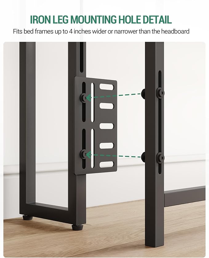 Headboard with 3-Tier Storage Shelves, Velvet Upholstered Head Board with 2 Outlets, USB Ports & LED Light, Soft Backrest for Queen Size Bed, Rustic Brown and Black BH15201BV1