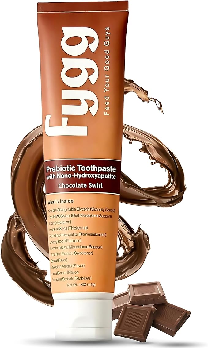 Nano Hydroxyapatite Toothpaste with Prebiotics | Fluoride & SLS Free with Hydroxyapatite | Remineralizing nHA Tooth Paste for Sensitive Teeth | Chocolate Swirl, 4 Oz