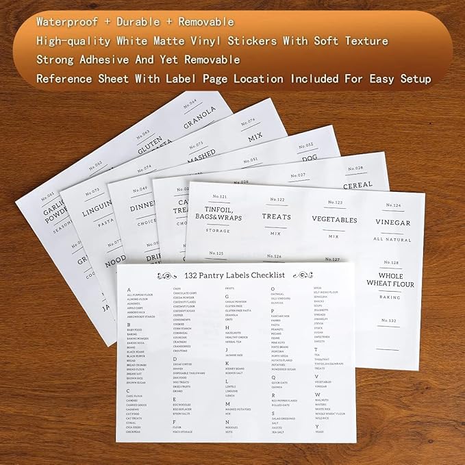 5 Set Glass Pantry Storage Jars with Acacia Airtight Lid - Thicken Glass Kitchen Canisters with 132 Pantry Labels - Clear Glass Food Storage Containers with Wood Lid for Tea,Sugar,Candy,Cookie,Pasta