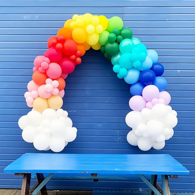 134pcs Rainbow Balloon Arch Kit Different Sizes 18" 12" 10" 5" Assorted Color Latex Balloon Garland Arch Kit for Birthday Baby Shower Graduation Wedding Gender Reveal Party Decorations