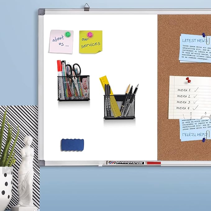 4.5'' × 2.2'' × 3.5'' Magnetic Basket for Whiteboard Black Magnetic Basket for Fridge Magnetic Organizer Holder with 4 Strong Magnets Magnetic Holder for Refrigerator Locker, Set of 2