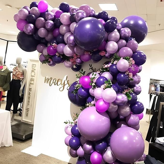 130pcs Dark Purple Balloons Different Sizes 18" 12" 10" 5" Party Latex Balloons for Birthday Halloween Graduation Baby Shower Anniversary Party Decorations