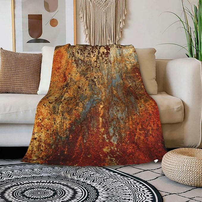 HGOD DESIGNS Brown Rust Colorful Metal Rusty Steel Iron Structure Blanket Throw Blanket Soft Comfortable for Sofa Chair Bed Office 50" x60