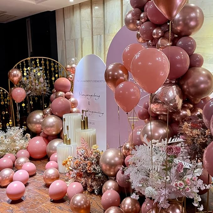 130pcs Retro Pink Balloons Different Sizes 18" 12" 10" 5" Blush Pink Latex Balloon Garland Arch Kit for Birthday Baby Shower Valentine's Day Wedding Anniversary Party Decorations