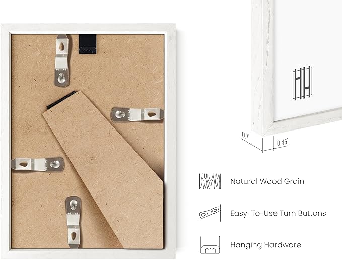 Haus and Hues 5x7 Natural White Wood Photo Frame Set of 15 - Mini Picture Frames Bulk Gallery Set - Premium Bulk Picture Frames 5x7 for Stylish Photo Gallery Wall Frame Set - Ideal for Home & Office