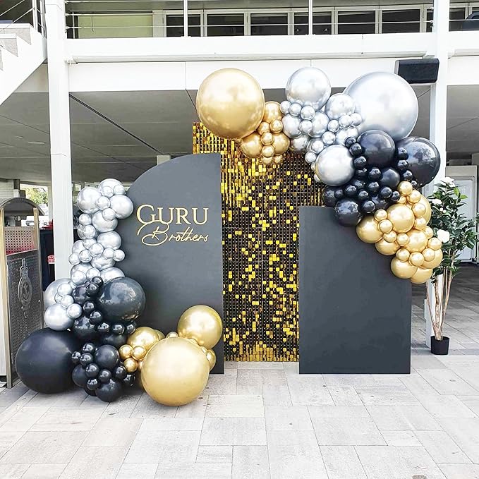 130pcs Metallic Silver Balloons Different Sizes 18" 12" 10" 5" Chrome Silver Balloon Garland Arch Kit for Graduation Birthday Baby Shower Wedding Anniversary New Year Party Decorations