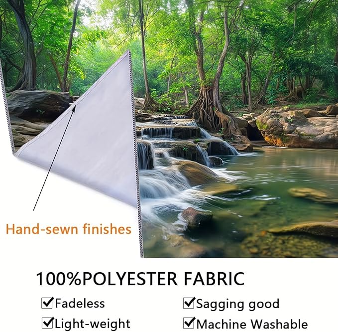 BSFHH Nature Tapestry Forest Tree Sea Cave Wall Hanging, Stream Through Rainforest Landscape Wall Art Tapestry for Bedroom Living room (Creek, 90"×70", Unframed)