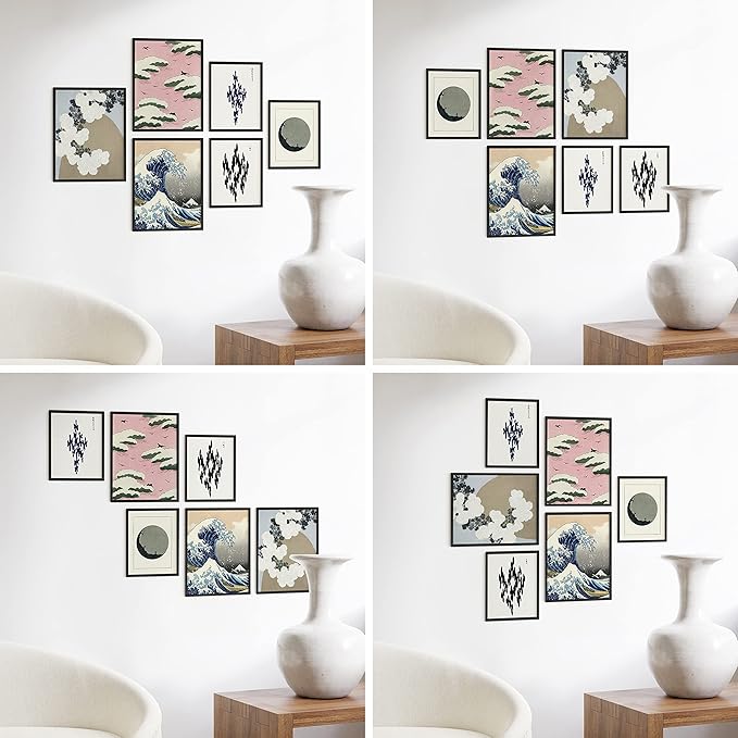 HAUS AND HUES Gallery Wall Picture Frames - Set of 6 Black Picture Frame Sets For Wall Collage, Pack of Photo Frames Set, Picture Frames For Wall, Gallery Home Decor (Three 8x10, Three 11x14 Black)