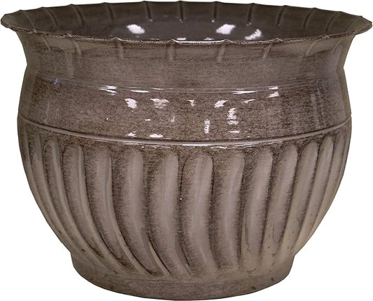Headwind 8" Sutton - Rosewood Brown, Ironstone Metal Planter Pot. Indoor Outdoor Use,