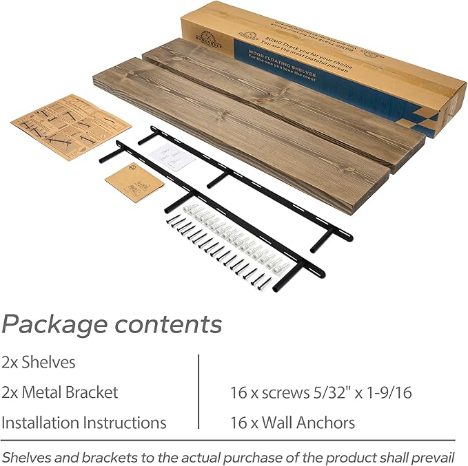 BGMG Floating Shelves for 48 inch Long Set of 2,Wide Rustic Wooden Wall Shelves for Bathroom Living Room Bedroom Kitchen Farmhouse-48x6.7x1.25 inch- Walnut