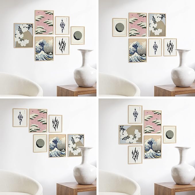 HAUS AND HUES Photo Frame Set - of 6 Picture Set, Bulk Frames, Collage for Wall, Gallery Wall Frames Pack (Three 8x10, Three 11x14 Beige)