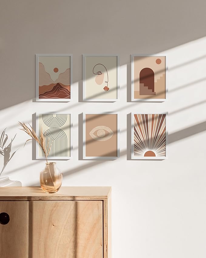 HAUS AND HUES 6x8 White Metal Picture Frames - Bulk Frames 6x8 - Features Premium Aluminum, Vertical Hanging, Easel Back for Tabletop, Home, Office (6x8 in, White, Set of 9)