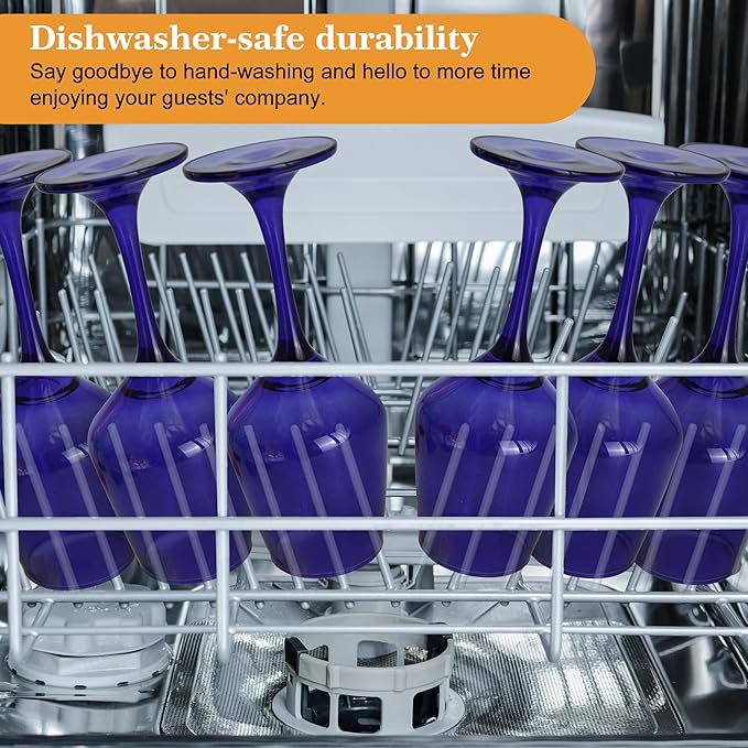 Purple Wine Glasses Set of 6-14oz Long Stem Wine Glass, Pretty Crystal Glassware, Hand Blown Goblets Drinkware, Unique Stemware Wine Glass Holiday Gift Set