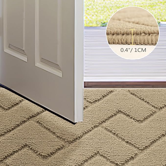 hicorfe Front Door Mat Outside Entrance,24"x35" Absorbent Muddy Dirt Resist Welcome Door Mats Outdoor Indoor,Stain and Fade Resistant,Non Slip Backing Entry Mat Doormat for Entryway (Beige)