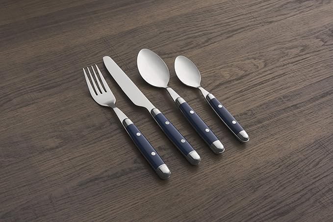 Cambridge Silversmiths, Blue, Jubilee Flatware, Service for 4, 16 Piece Set, Dorm Room Essentials, First Apartment