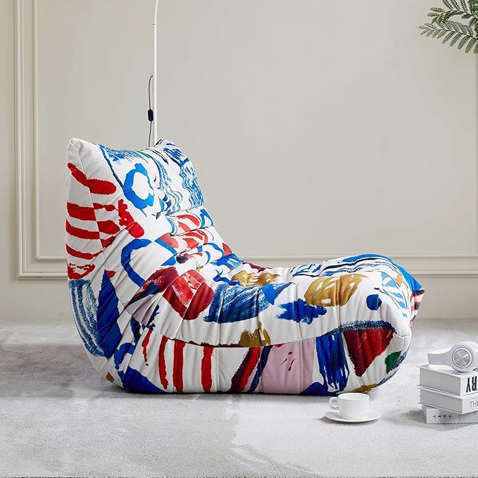 Bean Bag Chair, Fireside Chair Bean Bag Sofa Large Bean Bag Chair for Adults, Bean Bag Chairs for Teens with High Density Comfortable Foam, Memory Foam Bean Bag for Living Room, Bedroom (Multicolor)