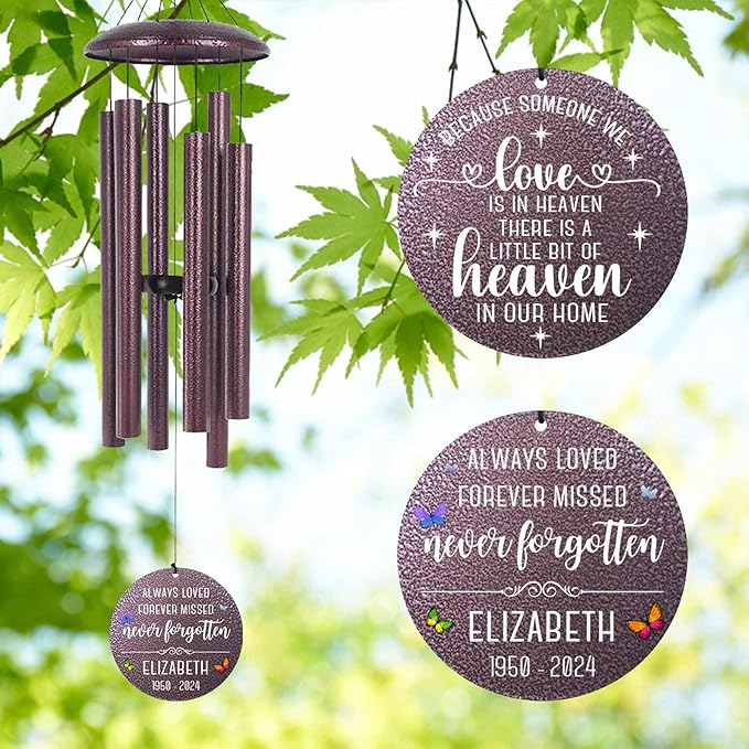 ASTARIN 36" Large Deep Tone Personalized Sympathy Wind Chimes, Memorial Wind Chime for Loss of Mother Father Loved One, Bereavement Gifts Decor Outdoor Patio Garden Graveyard