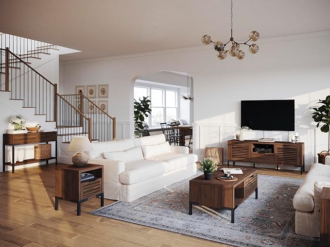 Bme Millie Solid Acacia Wood Rustic Nightstand with Drawers & Open Shelf, Pre-Assembled Industrial Modern Side Table for Living Room, Bedroom