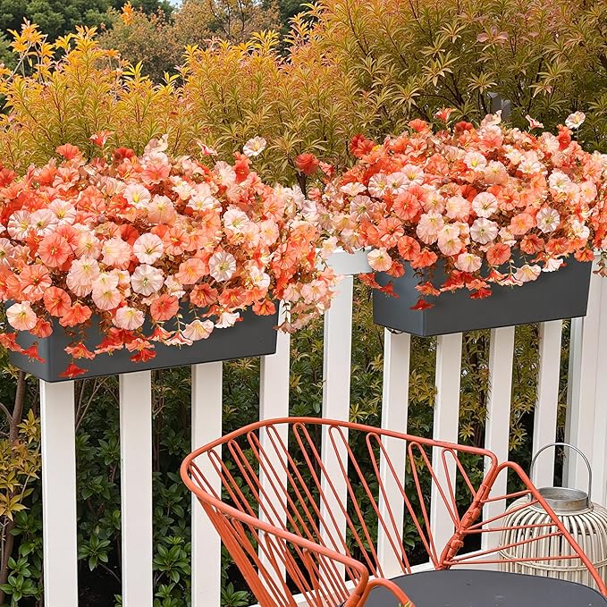 Artificial Mums for Outdoors Fake Fall Flowers Plants for Autumn Decoration, 12 Bundles Silk Morning Glory with Eucalyptus Look Real UV Resistant Faux Mums for Outside Planters Yard Patio Porch, Mix