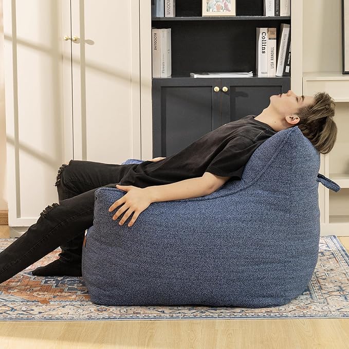 Bean Bag Chair for Adults, Comfy Tufted Bean Bag Chair Sofa with Armrests, Lazy Beanbag Chair with Foam Filler Stuffed Bean Bag Couch Sofa for Reading in Bedroom, Living Room and Dorms