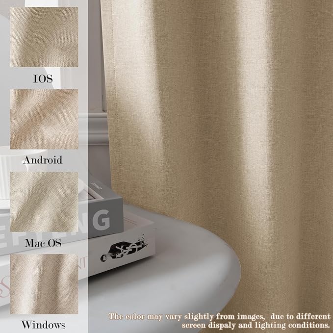 120" Wx102 L Linen Room Divider Drapes for Doorway/Glass Window/Sliding Door/Patio, Extra Wide Pinch Pleated Full Blackout Curtains for Girls Boys Teen Kids Room, 1 Panel, Sand Beige