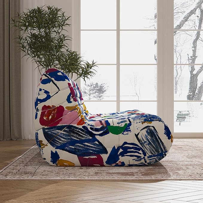 Big Bean Bag Chairs for Adults, 3 Seater Large Bean Bag Sofa, Fireside Chair Lazy Sofa Chair with High Density Comfortable Foam, Modern Bean Bag for Living Room, Bedroom, Office (Multicolor)