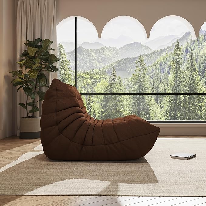 Bean Bag Chair, Oversized Bean Bag Chair for Living Room, Fireside Chair for Adults with Memory Foam Filled, Big Accent Sofa Lounge Floor Sofa for Gaming, Reading, Relax, No Assembly Required(Coffee)