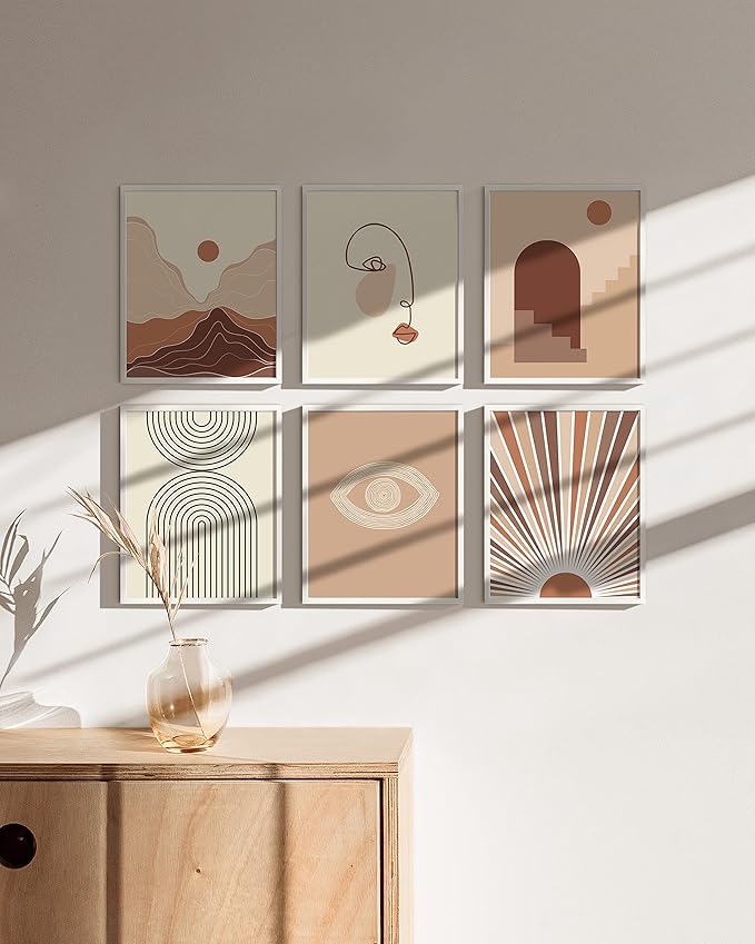 HAUS AND HUES Picture Frames Set of 6, 8x10 inches (White Aluminum, Powder Coated, Modern Style, Lightweight, Acrylic Cover, Wall Mount)