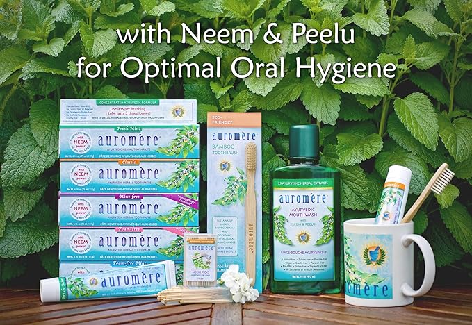 Auromere Ayurvedic Herbal Toothpaste, Classic Licorice Flavor - Vegan, Natural, Non GMO, Fluoride Free, Gluten Free, with Neem & Peelu (4.16 oz), 4 Pack