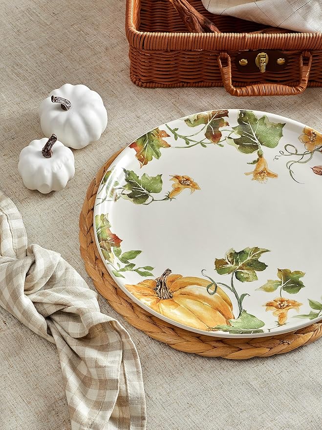 Bico Woodland Critters Dinner Plates Set of 4, 11 Inch Large Ceramic Plates for Pasta, Steak, Stylish Serving Dishes, Microwave and Dishwasher Safe, Gift for Housewarming and Thanksgiving