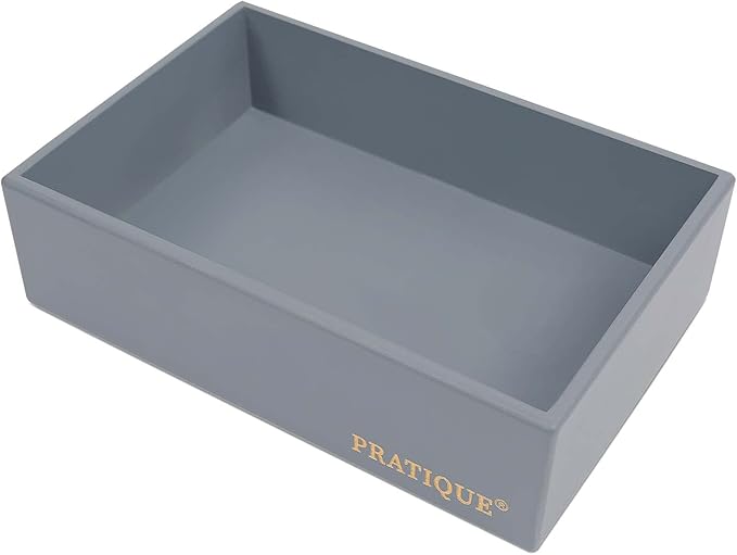 Bamboo Drawer Organizer - Kitchen Utensil Organizer Silverware Tray Cutlery Holder，Office Desk Supplies and Accessories,8.9 * 5.9 * 2.6,Grey