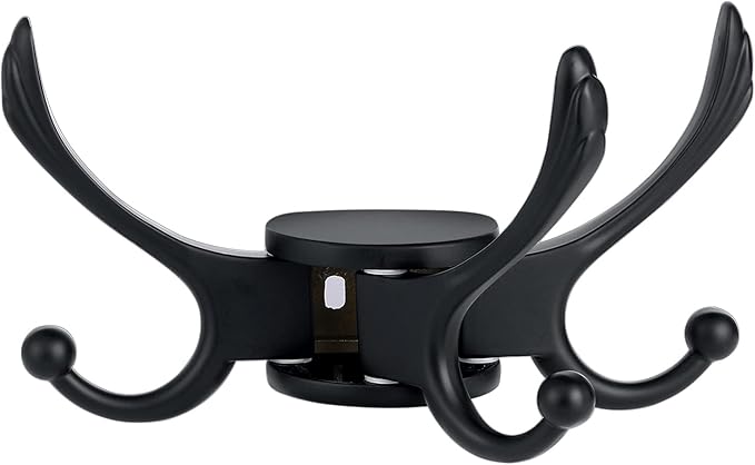 Heavy Duty Swivel Coat Hook Space Saving Towel Rope Hook Wall Mount Triple Swing Arms for RV Bathroom Kitchen Garage,Matt Black