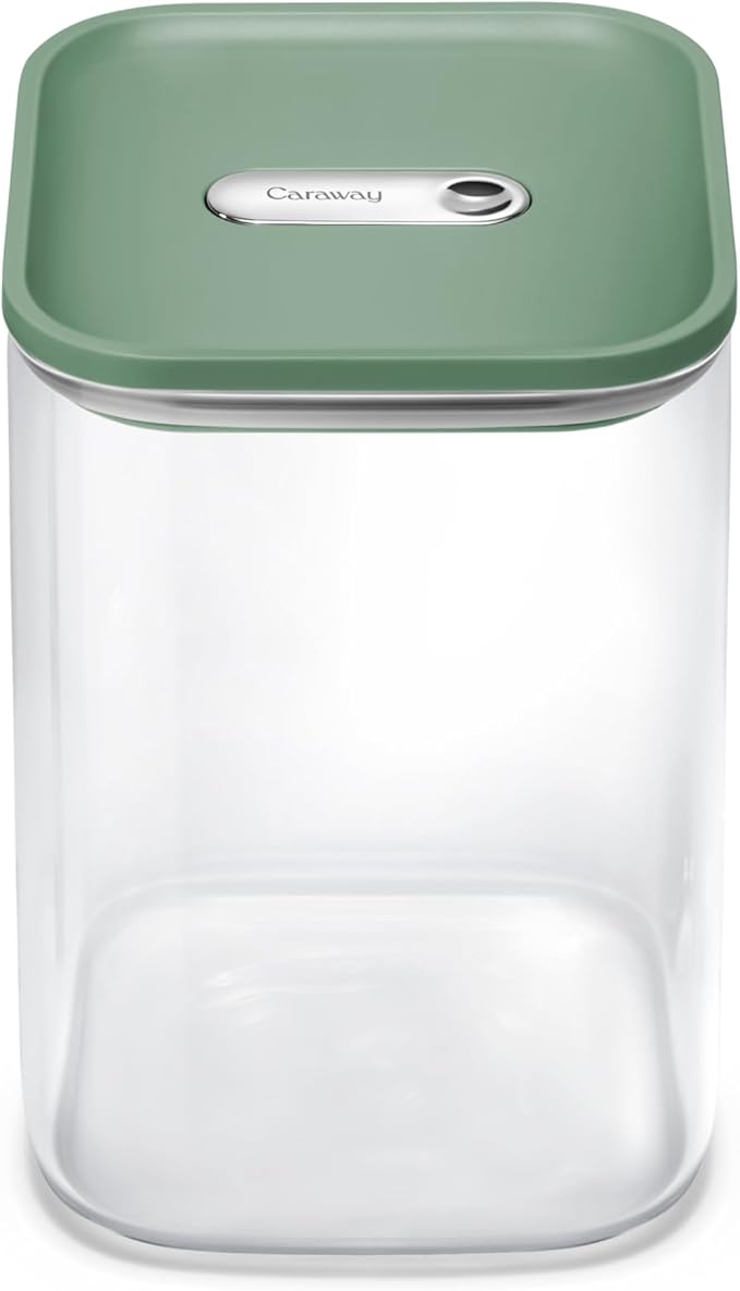 Caraway 4qt Glass Airtight Food Storage Container with Lid – Non-Toxic, BPA-Free Kitchen Storage Container – Stackable, Space-Saving Airtight Container for Dry Goods and More - Sage