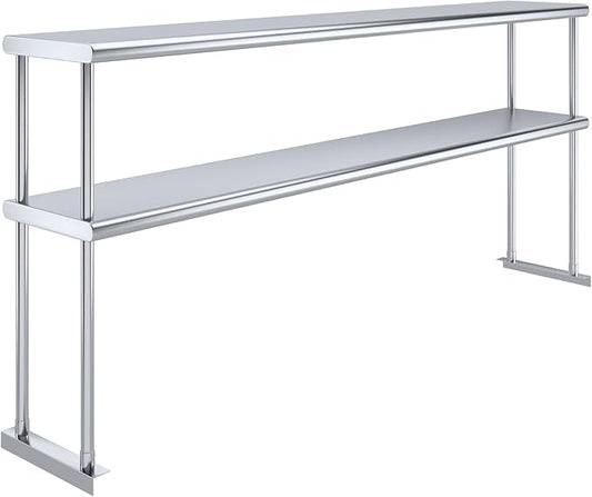 AmGood Double OverShelf Stainless Steel NSF - Many (72" Long x 12" Deep)