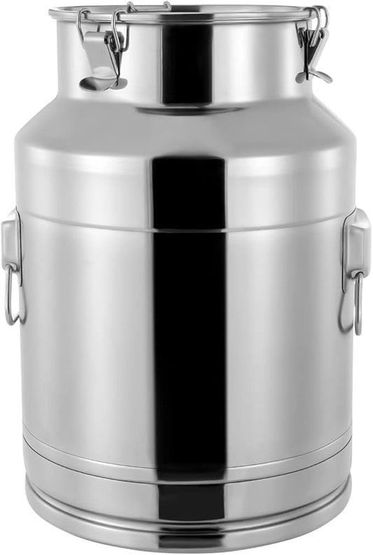 304 Food-Grade Stainless Steel Ice Bucket with Lid, 28L/7.4Gallon Good Sealing Storage Canister Milk Bucket Milk Can for Coffee, Tea, Water, Milk, Soup