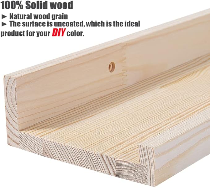 AZSKY Floating Picture Shelves 24 Inch a Set of 3 Wall Mount Long Narrow Photo Ledge Photo Frame Display Shelf Vintage Bookshelf for Nursery Mounting Hardware Included