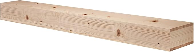 60x8x3 Fireplace Mantel - Handcrafted Hollow Rustic Solid Wood Wall Mounted Floating Shelf - DIY Color - with Invisible Heavy Duty Wood Bracket