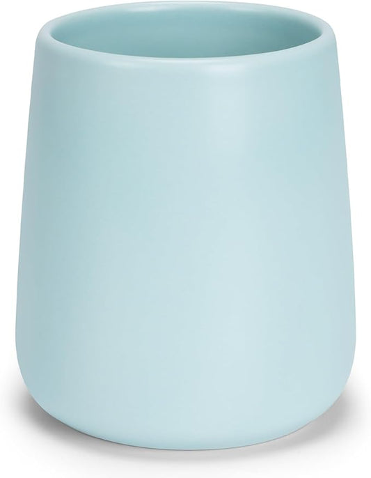 Bathroom Tumbler Cup Ceramic 13.5oz Reusable Toothbrush Cup 400ml,Toothbrush Holder Adequate for Your Bathroom (Cyan)