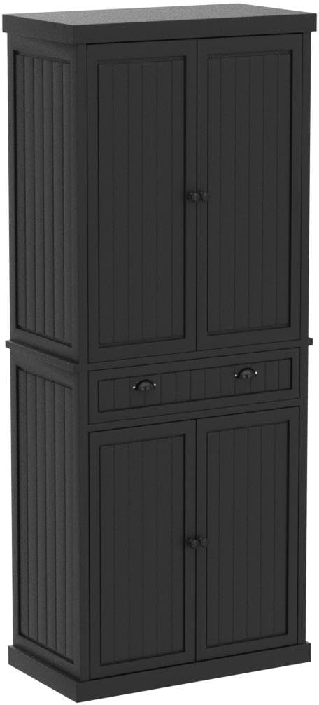 ARTPOWER 72" Tall Kitchen Pantry Storage Cabinet with Drawer and Adjustable Shelves, Pantry Cabinet for Kitchen, Bathroom or Hallway, Black