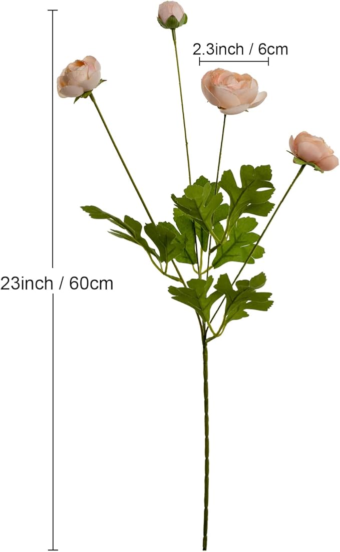 Artificial Silk Flowers Ranunculus Fake Flower,Suitable for Core Decorations,Weddings,Homes,Artistic Decorations,and Props (Pink)