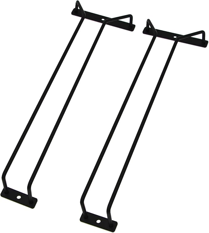 14-Inch Black Wine Glass Rack, Under Cabinet Wine Glass Holder, Stemware Rack, Hanging Stemware Holder, Set of 2