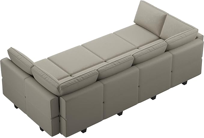 Belffin Modular Sectional Sofa with Storage Chaises Sectional Sleeper Sofa Couch 8 Seat Sectional Bed Grey