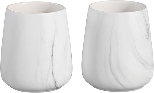 2Pcs Toothbrush Holder for Bathroom - Marble White Ceramic Tooth Brushing Holders Set, Toothbrush Cup & Toothpaste Organizer for Bathroom Countertop, Makeup Brush Holder, Pen Holder for Home Storage