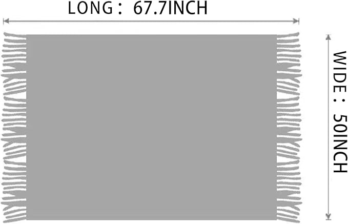 Boho Throw Blanket - Bohemian Fringe Tassels， for Bed Couch Soft ChairBlanket Double Sided (50"x70") (Khaki)