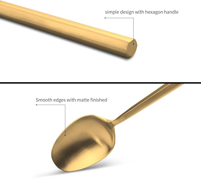 40-Piece Matte Gold Silverware Set, Hand Forged Utensil, Stainless Steel Flatware Set, Hexagon Handle Cutlery Set for Home Hotel Use, Service for 8