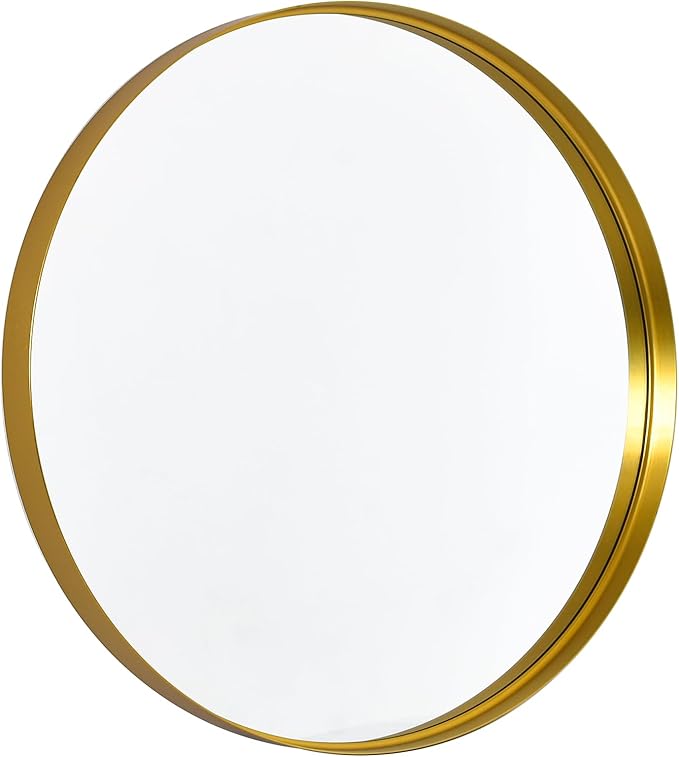 32 Inch Round Bathroom Mirror - Wall Mounted Circle Mirror with Metal Frame, Modern Mirror Suitable for Bathroom, Vanity, Entryway, Living Room, Wall Decor,Gold