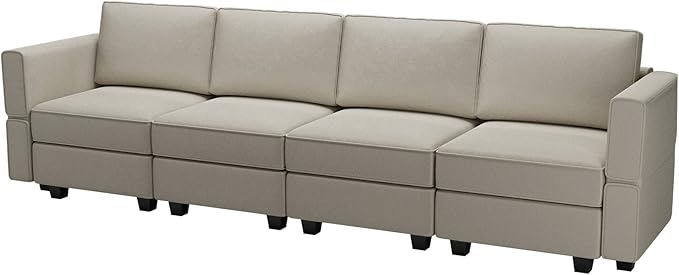 Belffin Modular Sofa Couch with Storage Seats Sectional Sofa Velvet Sofas for Living Room Grey