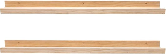 AZSKY Floating Shelves Wall Mounted Set of 2 Natural Wood Picture Shelves Wall Shelves for Bedroom Bathroom Living Room Kitchen Laundry Room Storage & Decoration 24 Inch